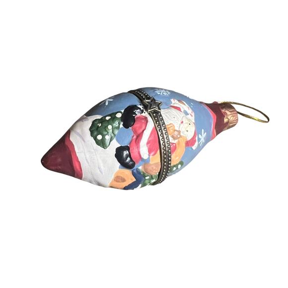 4pc Set of Porcelain Hand Painted Hinged Trinket Box Christmas Ornaments - Picture 4 of 7